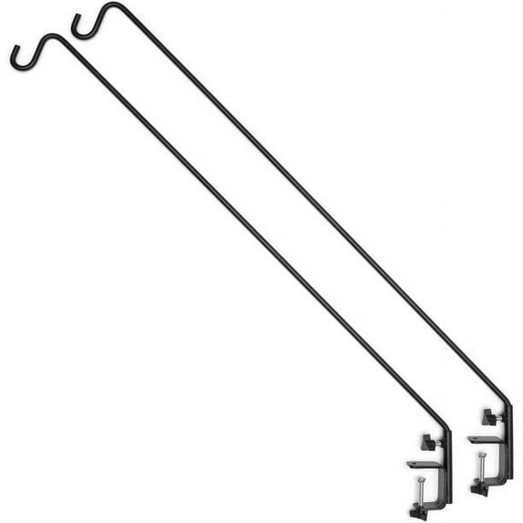 Ashman Online, 49 inch Deck Hook with 3 inch Clamp (2 Pack) - Double Forged Solid Metal Single Piece Rod, Ideal for Bird Feeders, Plant Hangers, Coconut Shell Hanging Baskets, Lanterns, Wind Chimes