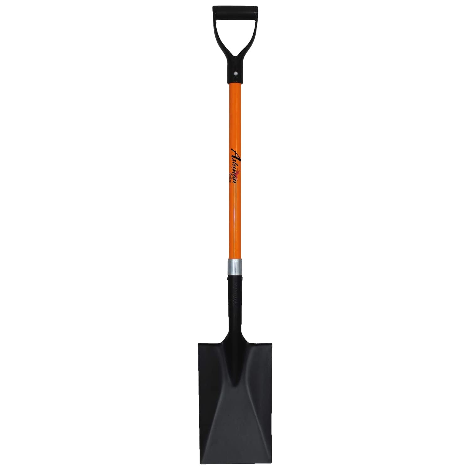 Heavy-Duty Orange Fiberglass D-Handle Steel Spade Shovel, 41 Inches