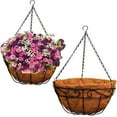 thumbnail image 1 of Ashman Online, Metal Hanging Planter Basket, Indoor Outdoor Watering Hanging Baskets, Black Color, (2Pack), 1 of 8