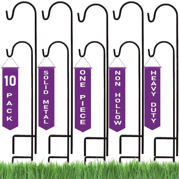 Ashman Online, Shepherd Hook 48 inch Height, 10 Pack, Rust Resistant Steel Hooks Ideal for Hanging Plant Baskets, Solar Lights, Lanterns, Bird Feeders, Black Color