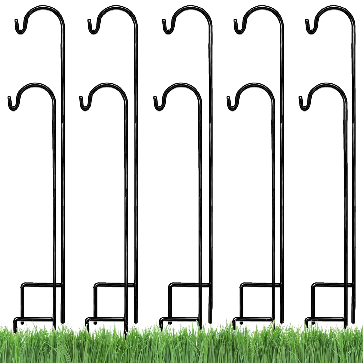 Ashman 35 Inch Black Steel Shepherd's Hook for Outdoor Decor, 10 Pack