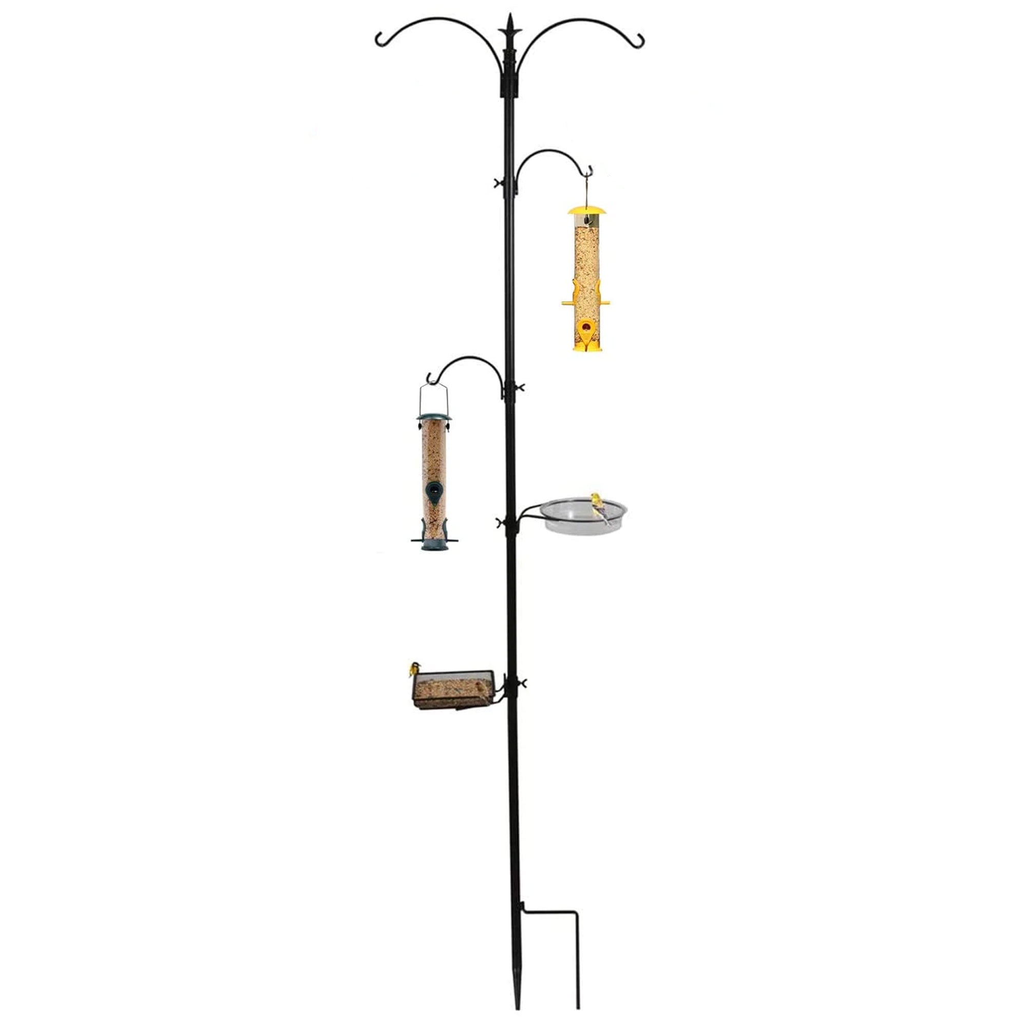 Ashman Premium Bird Station & Birdbath w/ 2 Feeders, 92" Tall, 2 Side Hook