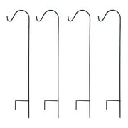 Ashman Shepherds Hook for Hanging Plants, Feeders, 65 Inches, 4 Pack, Black