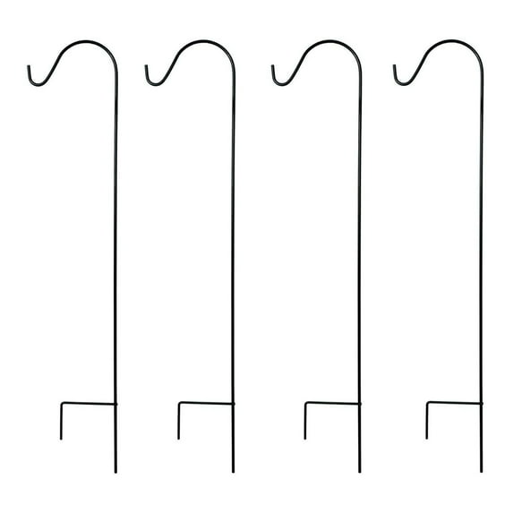 Ashman Shepherds Hook for Hanging Plants, Feeders, 65 Inches, 4 Pack, Black