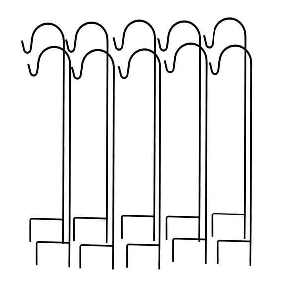 Ashman Steel Ground Stake Shepard's Hook 48 Inch 1 Sided, Black, 10 Pack