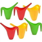 Ashman Thick Plastic Watering Cans, (6 Pack) Indoor and Outdoor Use, Red, Green, Yellow, 2 Liter Capacity.