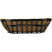 Ashman Trough 1 Pack, Deck Railing Planter Box, Black, Metal Garden Trough Deck Planter with Coco Liners.