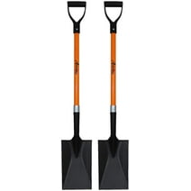 Ashmanonline Heavy Duty Spade Shovel - 41 inches Long Orange Metal Shovel With D Grip Handle (2 Pack).