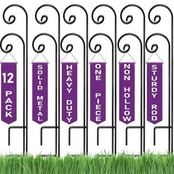 Ashmanonline Sheperd Hook Steel 35inch & 1/4inch Black Color For Bird Feeders 12Pack