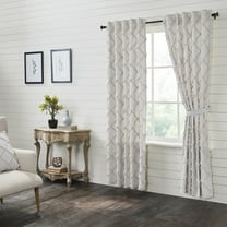 VHC Brands Ashmont Grey Ticking Stripe Country Farmhouse Tier Curtain Set 24"x36"
