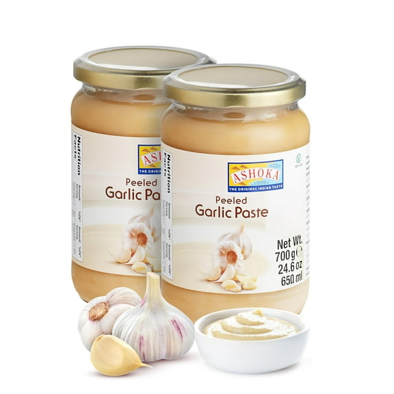Ashoka Authentic Garlic Cooking Paste | Vegan | Gluten-Free | Kosher Certified | Non-GMO | No Colors | Made from Premium Indian Spices | 700 Grams (Pack of 2)