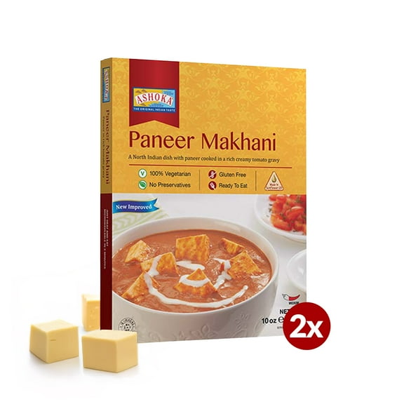 Ashoka Meals 1932, Vegetarian Tomato Cheese Curry, All-Natural, Kosher Certified, Ready to Eat Indian Meals, Authentic Paneer Makhani, Great for Offices, No Preservatives, Pack of 2