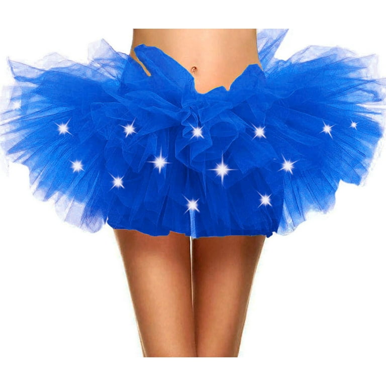 tutu blueです。 AshopZ Women's LED Light Up Neon Tulle Tutu Skirt Running