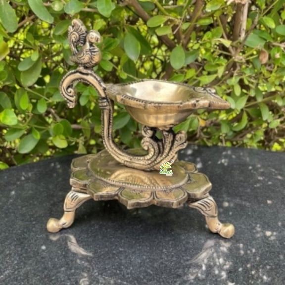 Ashopi Decor Home Decor Diya Lamp Indian Brass Peacock Design Diya