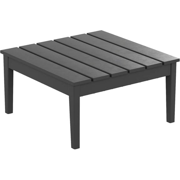 Ashore Outdoor Coffee Table, 32 Inch All Weather Poly Lumber Adirondack Patio Coffee Table Square Low Table, Gray