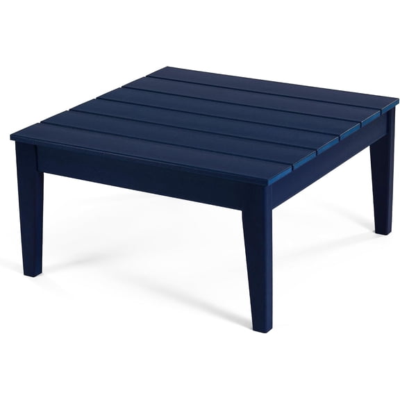 Ashore Outdoor Coffee Table, 32 Inch All Weather Poly Lumber Adirondack Patio Coffee Table Square Low Table, Navy Blue