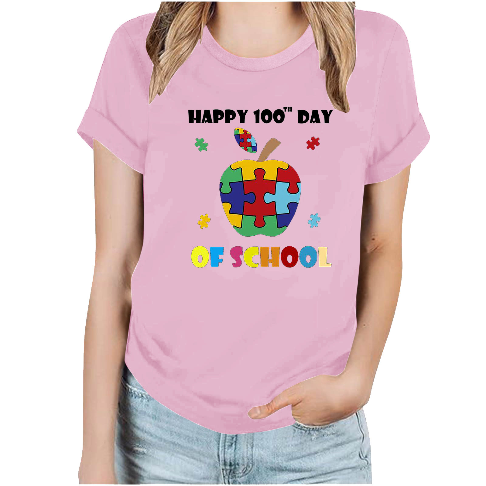 100 Days Of School Teacher T-Shirt - Women's Graphic Tee For Student & Teacher Gifts, Inspirational Top - View #9