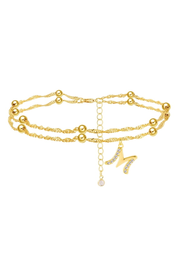 Ankle Bracelets for Women,Gold Plated Dainty Letter Initial Ankle Bracelets Layered Anklet Evil Eye Ankle Bracelets for Women Beach Jewelry Gifts