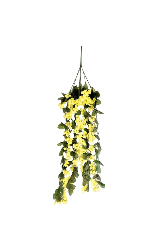 Artificial Hanging Flowers,Indoor Fake Hanging Plants Wall Purple Faux Ferns,Home Garden Wedding Indoor Outdoor Decor,Fake Hanging Plant for Wall Home Patio Room Garden