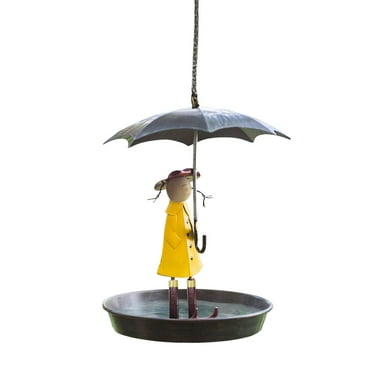 Ashosteey Bird Feeders,Bird Feeders for Outdoors Hanging,Wild Bird Feeders with Metal Hanging Chain Girl and Umbrella for Garden Yard Decoration