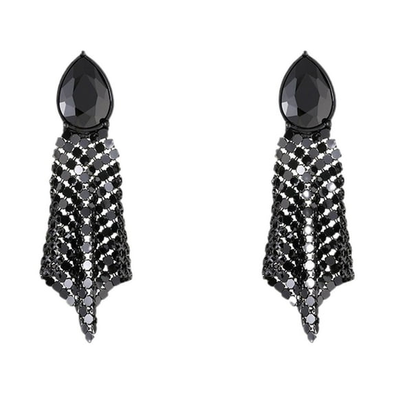 Ashosteey Black Glass Temperament Light Luxury Earrings For Women's Fashion Black Series Earrings
