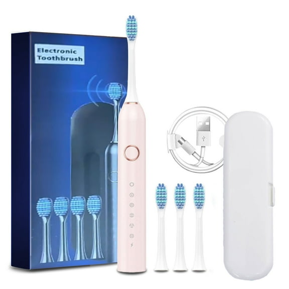 Ashosteey Clean Electric Toothbrush for Adults,Rechargeable Sonic Toothbrush, Deep Clean Electric Toothbrush, Fast Charge Toothbrush,With 4 Brush Heads With Travel Case- 6 Cleaning Modes