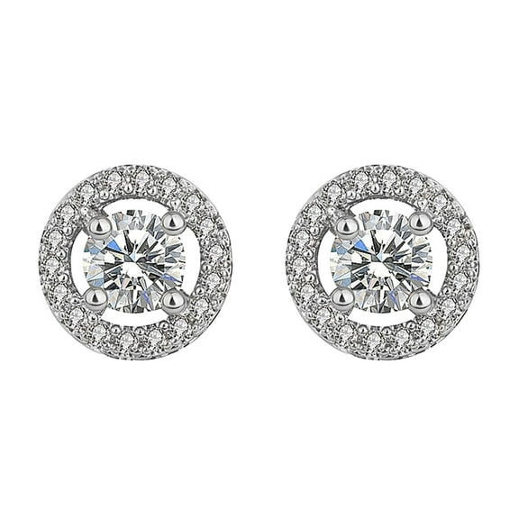 Ashosteey Cubic Zirconia Simulated Diamond Sparkly Round Stud Earrings for Women Men