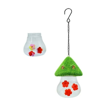 Ashosteey Flocked House Bird Feeder Bird Feeder Hummingbird Feeder Courtyard Hanging,Mushroom Bird Feeder,Hummingbird Mushroom Feeder Pitcher Patio Hanging -Small Bird Feeder