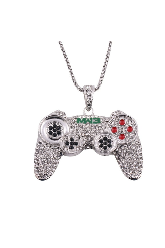Hip hop Game Console Handle Crystal Pendants for Women Men Game Console Handle Hip Hop Personality Men Necklace