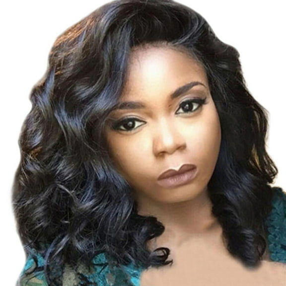 Ashosteey Long Black Middle Part Wavy Wig For Women Heat Resistant Fiber Hair Synthetic Lace Front Wigs Daily Party Use Wigs,Natural Black Glueless African Wigs for Black Women and Girls