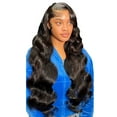 thumbnail image 1 of Ashosteey Long Black Middle Part Wavy Wig For Women Heat Resistant Fiber Hair Synthetic Lace Front Wigs Daily Party Use Wigs,Natural Black Glueless African Wigs for Black Women and Girls, 1 of 7