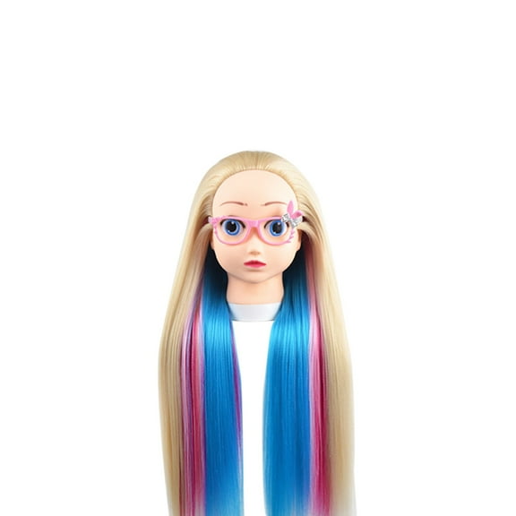 Ashosteey Mannequin Head with Hair,Mannequin Head,Synthetic Fiber Hair Mannequin Head for Hair Styling Braiding Practice with Clamp Holder & DIY Hair Braid Set,Training Model Head