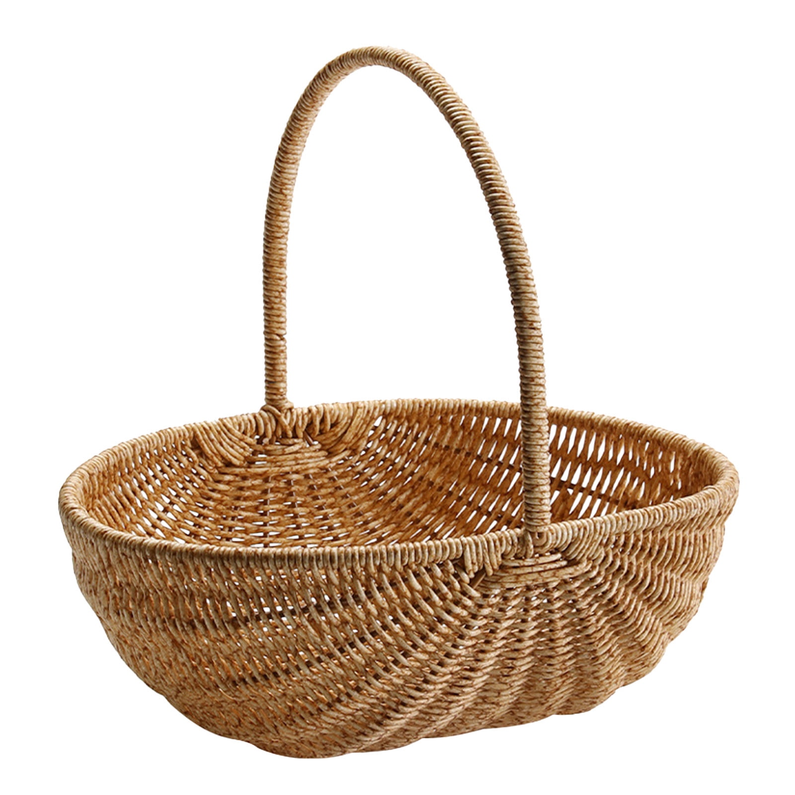 Handwoven Woodchip Storage Basket – Portable Picnic Basket For Fruits, Veggies, & Parties