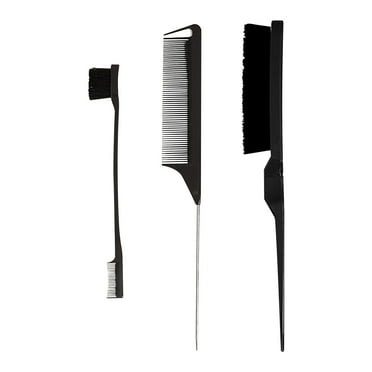Ashosteey Edge Brush, Slick Back Hair Brush,Hair Styling Comb Set Teasing Hair Brush Rat Tail Comb Edge Brush for Edge&Back Brushing, Combing, Slicking Hair for Women