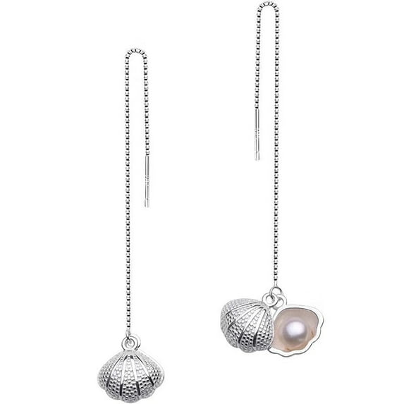 Ashosteey Pearl Ear Wires Openable Pearl Wire Geometric Scallop Earrings