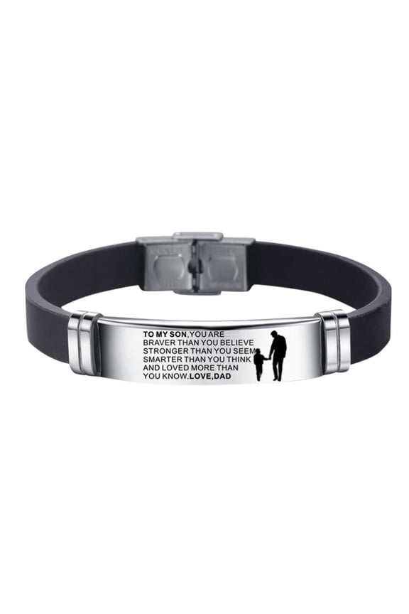 Personalized Gifts to My Son,From Mom and Dad Courage Inspirational Bracelets Personalized Graduation Gifts for Teenage Stainless Steel Rubber Adjustable Wristband Birthday Gift