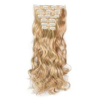 Ashosteey Remy Clip in Hair Extensions Human Hair Medium Brown,Natural Soft Synthetic Hairpieces for Women, Dark Blonde with Light Blonde Ends,Natural Soft Hairpieces for Women