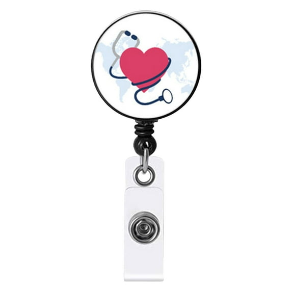 Ashosteey Retractable Badge Reels with Beads,Retractable ID Name Nursing Badge Holder Retractable Badge Reel with Clip Glitter Nurse ID Badge Holder Cute Badge Clip for Office Nurses Doctors