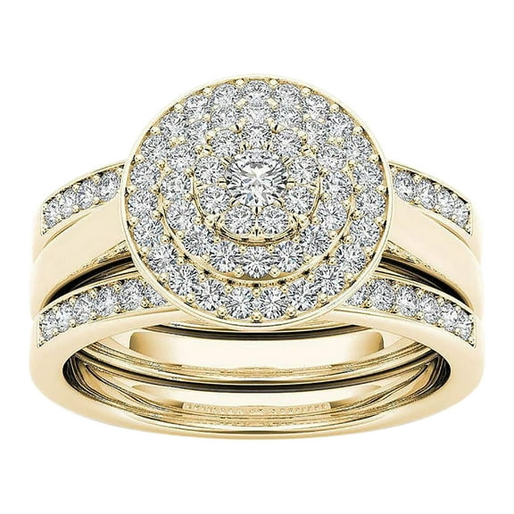 Ashosteey Rings Gifts Womens Rings 2-in-1 Set Detachable Shiny Diamond Ring Set Engagement Wedding Rings Inlaid Zircon Ring Jewelry