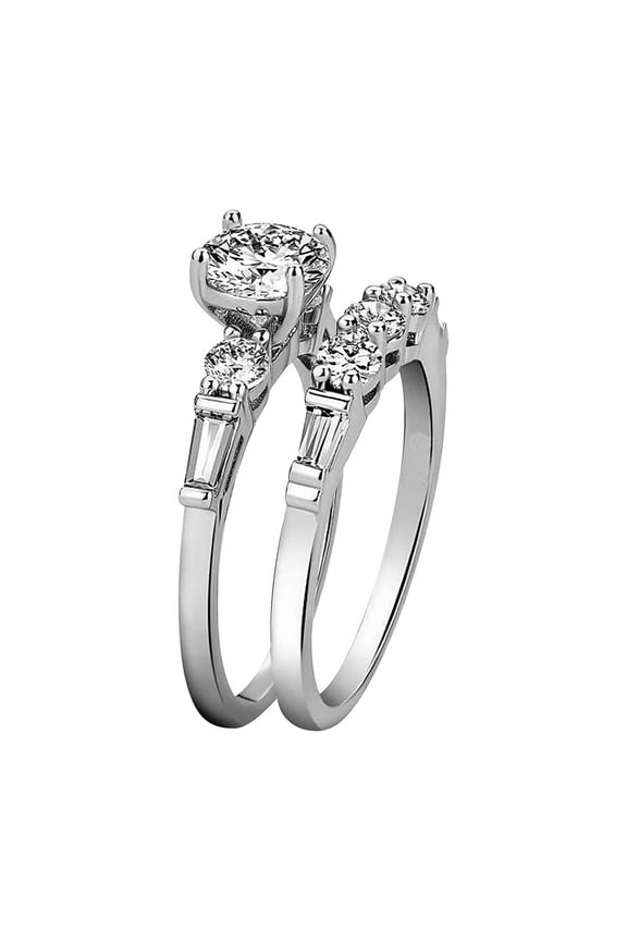 Round Cut Moissanite Wedding Set - Bridal Set - Infinity Ring - Forever Ring - Promise Ring Ladies Ring Silver Full Diamond Round Diamond Wedding Ring Gift Ring