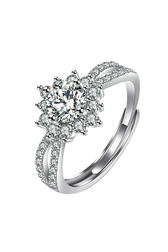 S925 Sterling Silver Snowflake Necklace Earrings,Christmas Snowflake Open Band Rings,Winter Flower Wrap Finger Bands Promise Engagement Wedding Ring Xmas Jewelry for Women