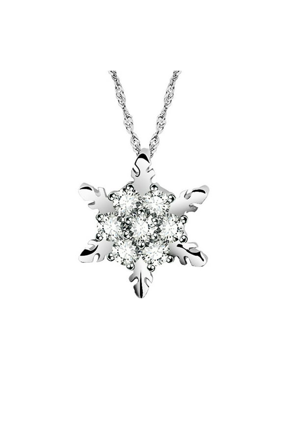 Snowflake Necklace for Women Sterling Silver Cubic Zirconia Snowflake Pendant with Adjustable,Dainty Snowflake Pendant Genuine,Fashion Necklaces for Women Jewelry Gift