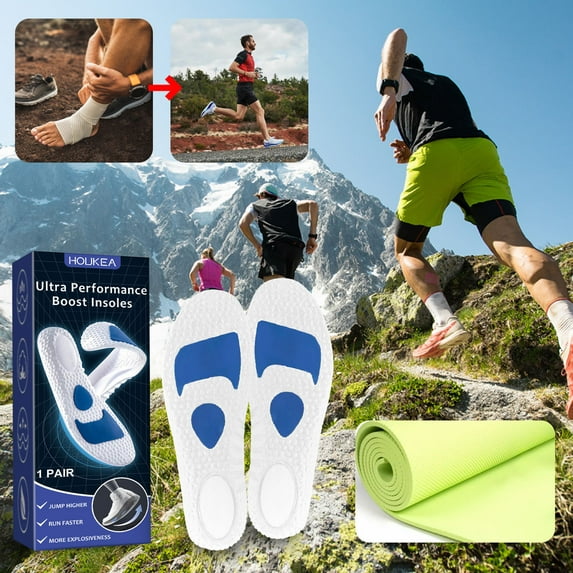 Ashosteey Sport Insoles,Breathable Shock Absorption Sport Shoe Insoles for Men&Women Elastic Soft Running Shoes Pad Replacement Insole,Work Boot Shoe Insole - Heavy Duty Support