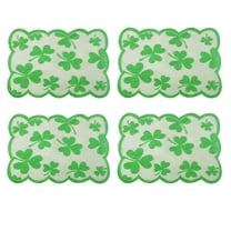Ashosteey St. Patrick's Day Placemats,Round Placemats Applique,Green Table Mats with Lucky Shamrocks, Lucky Shamrock Doilies for Kitchen Dining Table,Spring Table Mats for Dining Decoration