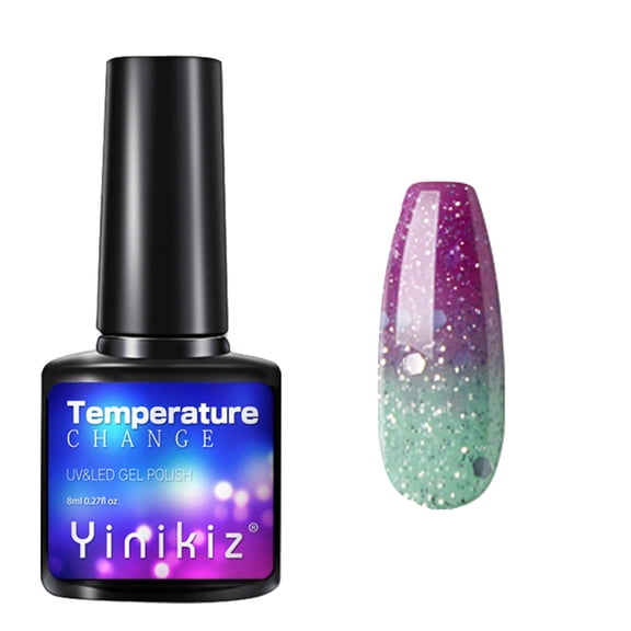 Ashosteey Temperature Color Changing Gel Nail Polish,Glitter Mood Temperature Change Gel Polish Soak Off Pink Blue Green Full Colors Nail Polish Gel Manicure Nail Starter Kit for Women Girl