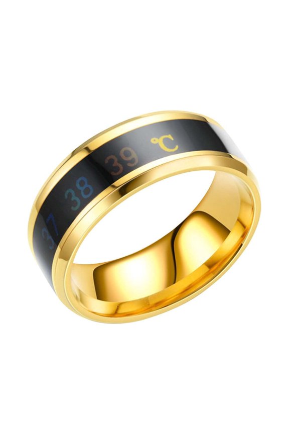 Titanium Steel Temperature Ring Body Temperature Smart Temperature Change Color Titanium Steel Display Ring, Lymphatic Hyperthermia Ring Male and Female Discoloration Temperature Ring