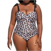Ashosteey Women Plus Size One Piece Swimsuits Tummy Control Bathing Suits Leopard Print Push Up Swimwear