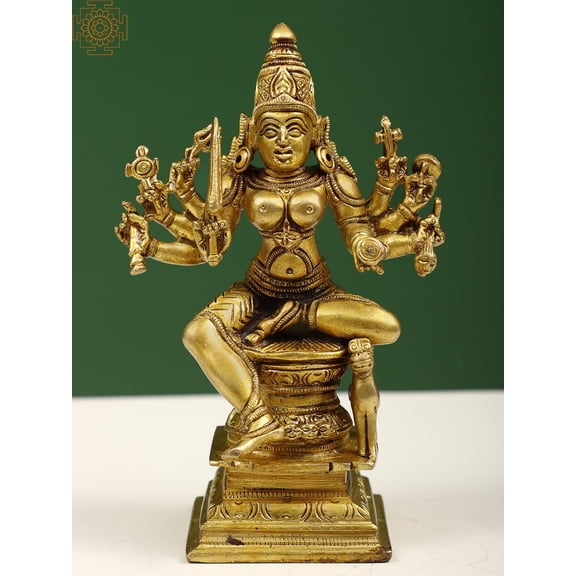6" Small Ashtabhuja Devi Durga Statue in Brass