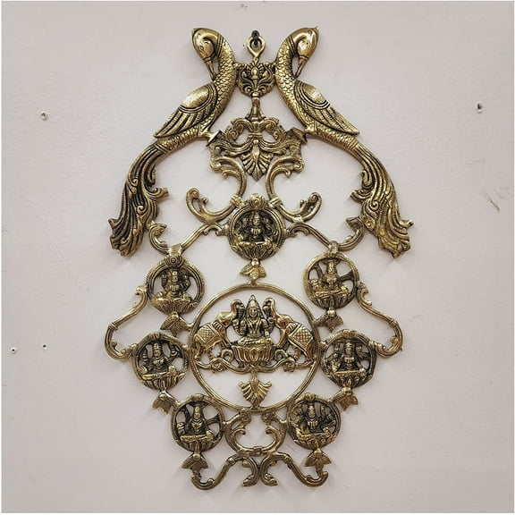 Ashtalakshmi Wall Hanging Brass Wall Hangings Home and Living Room Decor Ashta Laxmi Idol Indian Handcrafted Wall Decor Diwali Puja Decor Lakshmi Statue Decor Wall Art - AtoZ India Cart