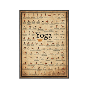 Ashtanga Yoga Pose Chart Canvas Print Vintage Gym Exercise Poster Wall Art for Living Room Decor